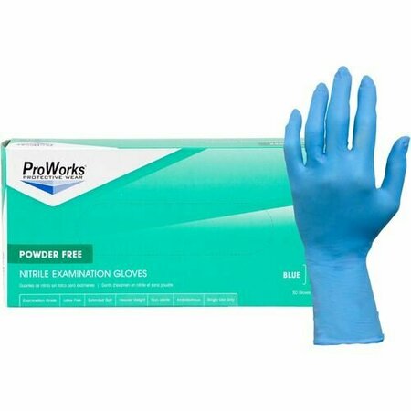 HOSPECO Nitrile Exam Gloves, 8 mil Palm, Nitrile, Powder-Free, XL, 10 PK, Blue HOSN108EPFXLG